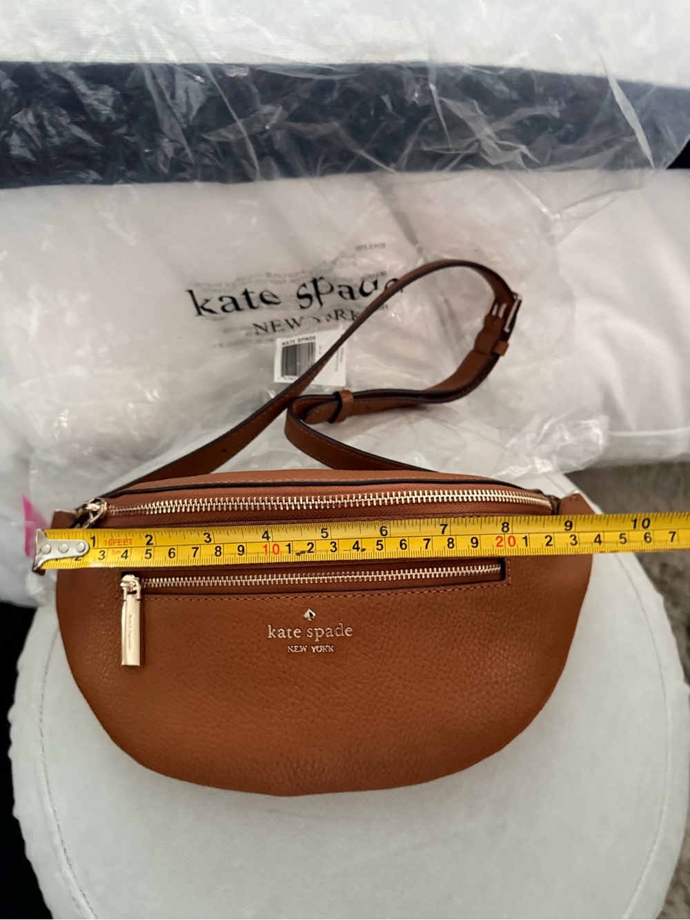 kate spade New York Chestnut Brown Pebbled Leather Crossbody Belt Bag - Picture 5 of 13